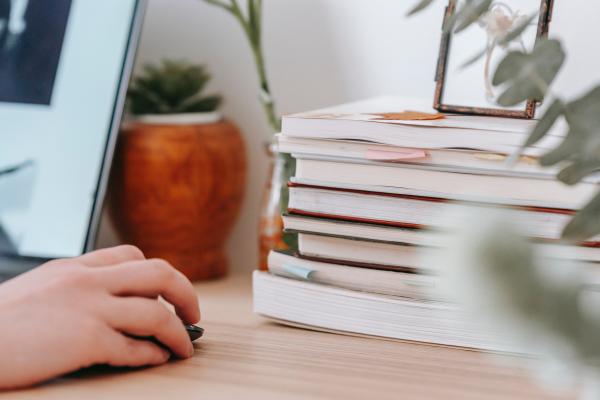 Books on desk