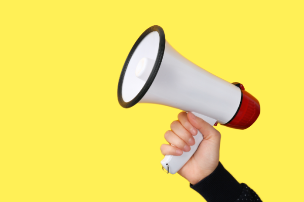 Megaphone on a yellow background